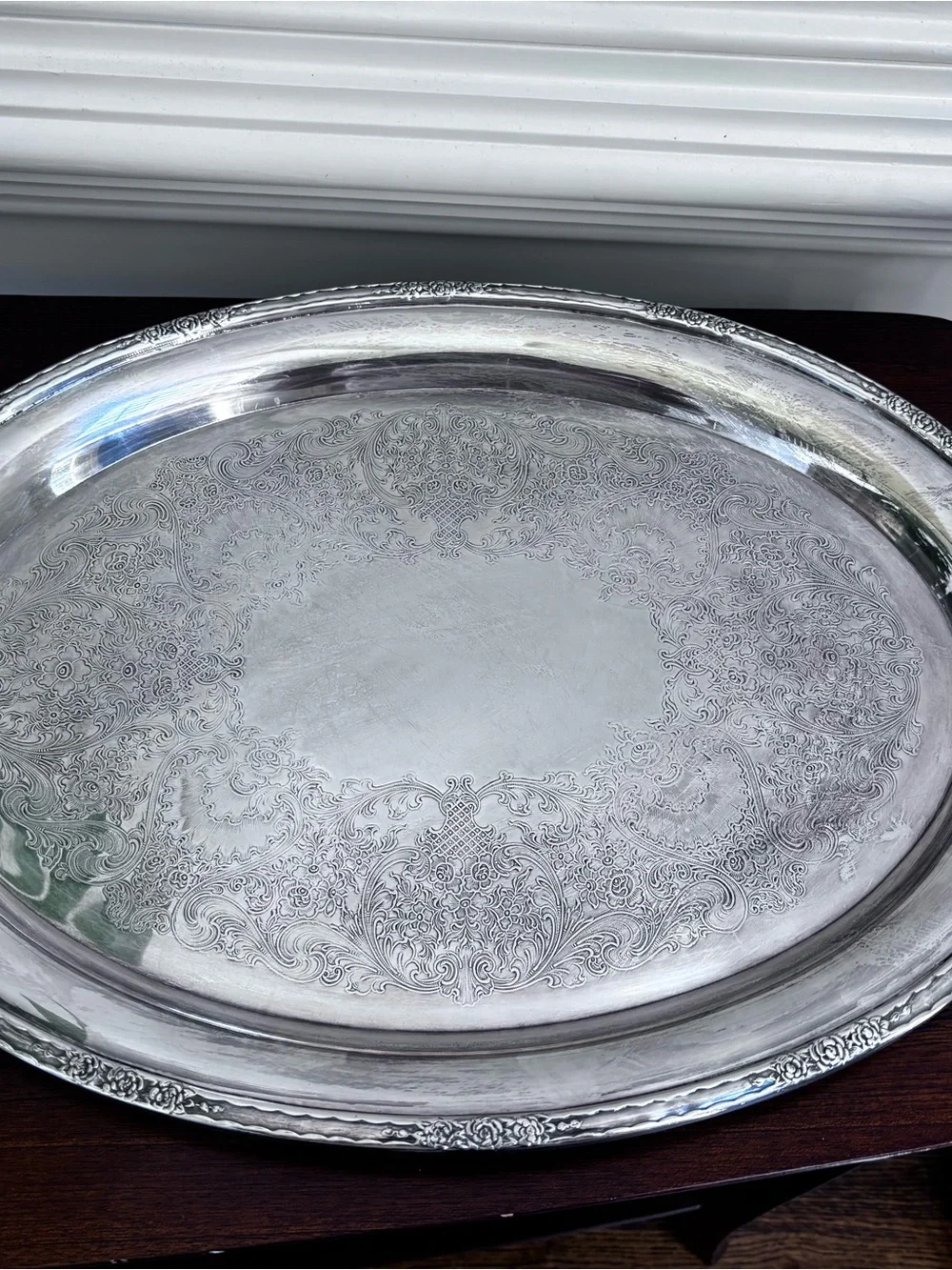 Vintage international Silver Serving Tray with Handles